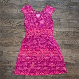 Hot pink soft summer dress with cute cross back detail
